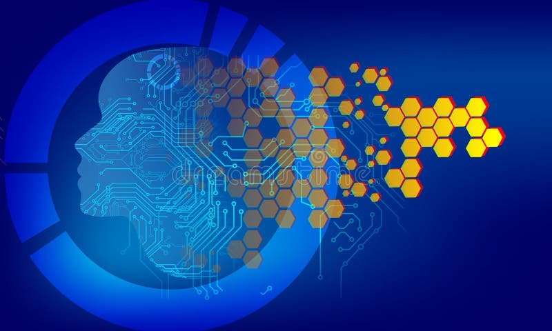 Artificiell intelligens Webbbakgrund för systemet med tekniska växlar Virtuell konc stock illustrationer Artificiell intelligens Webbbakgrund för systemet med tekniska växlar Virtuell konc stock illustrationer