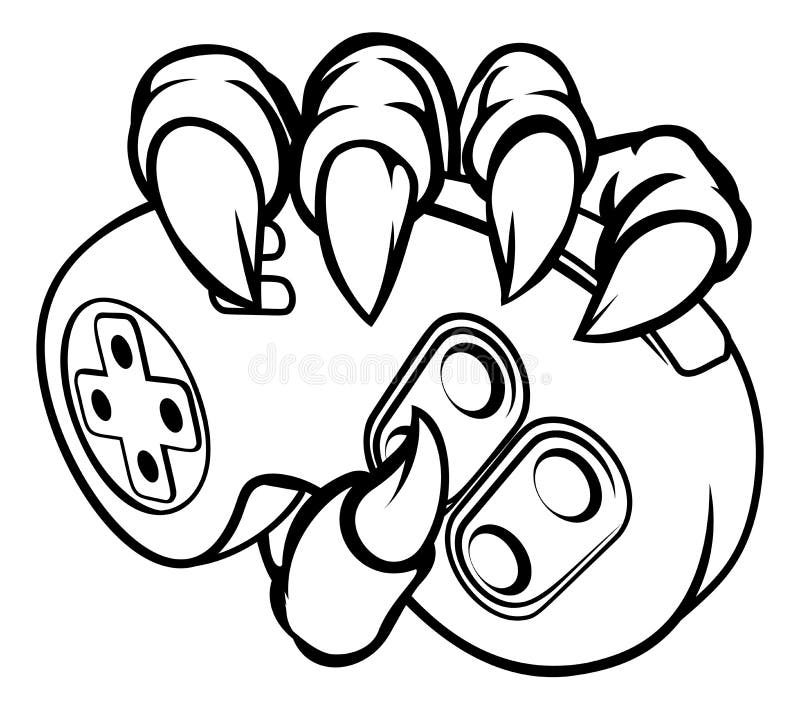 Artigli dell'animale o del mostro che tengono il regolatore dei giochi illustrazione di stock Artigli dell'animale o del mostro che tengono il regolatore dei giochi illustrazione di stock