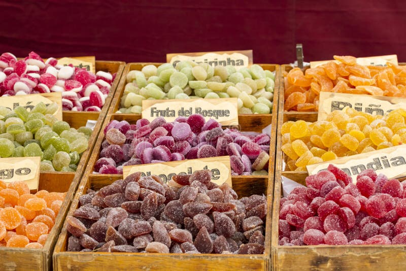 Artisan candies in a medieval fair, spain