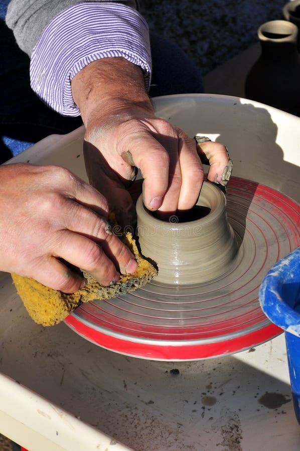 Artisan Creates a Clay Pot with a Lathe Stock Image Image of potter