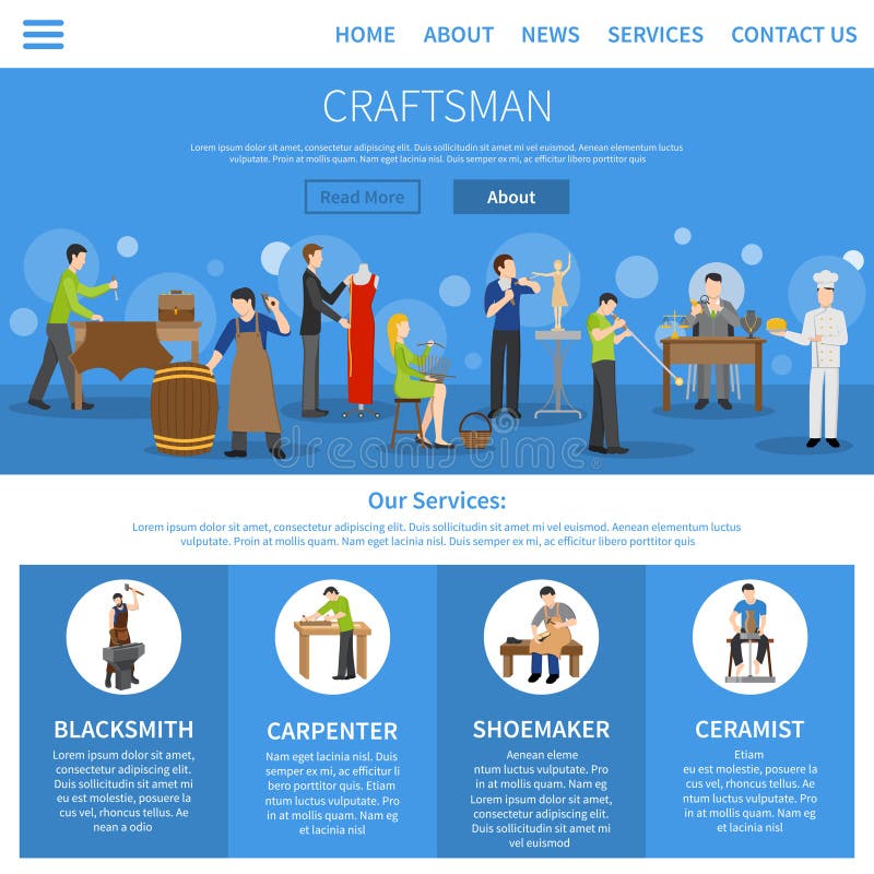 Artisan Flat One Page illustration stock Artisan Flat One Page illustration stock