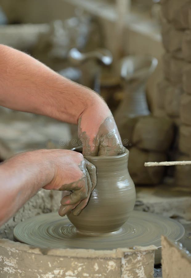 Artisan Hands Making Clay Pot Stock Photo Image of form, skilled
