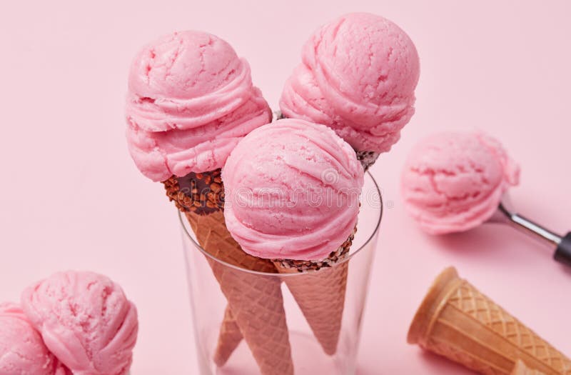 Artisanal ice cream cones stock photo. Image of scoop 246177054