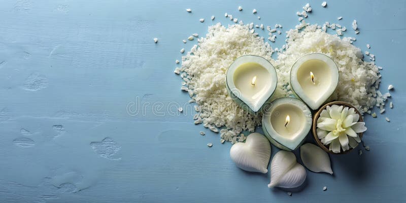 ArtisanQuality HeartShaped Coconut och Organic Soy Wax Flakes för EcoFriendly DIY Candle som gör ett vackert inlägg stock illustrationer