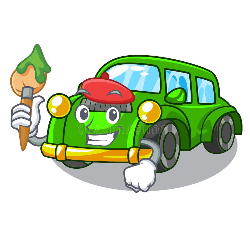 Artist Classic Car Isolated in the Cartoon Stock Vector - Illustration