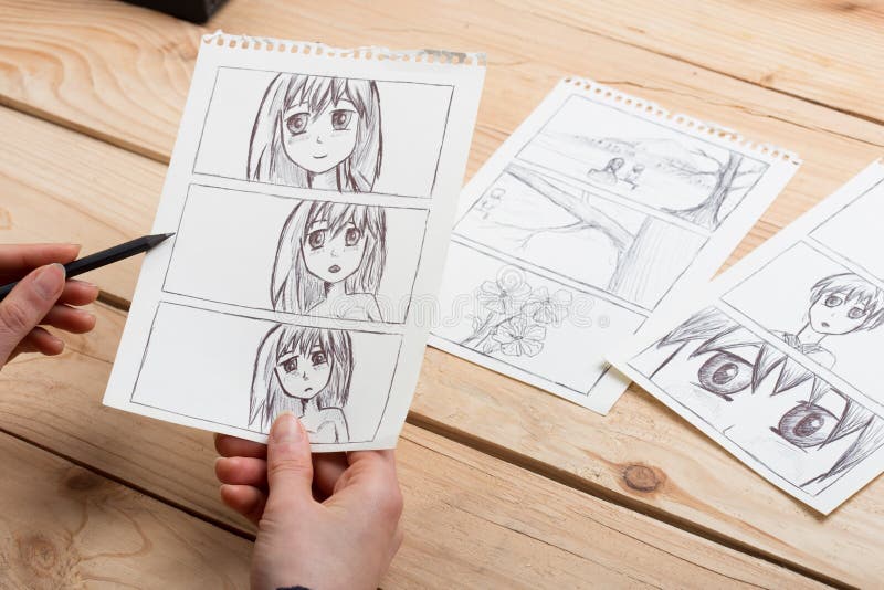 Artist Drawing an Anime Comic Book in a Studio Stock Image - Image of girl,  hobby: 207829873