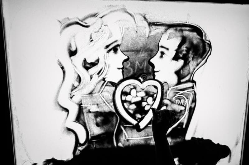 The Artist Draws Sand. Animation on the Sand Editorial Image Image of