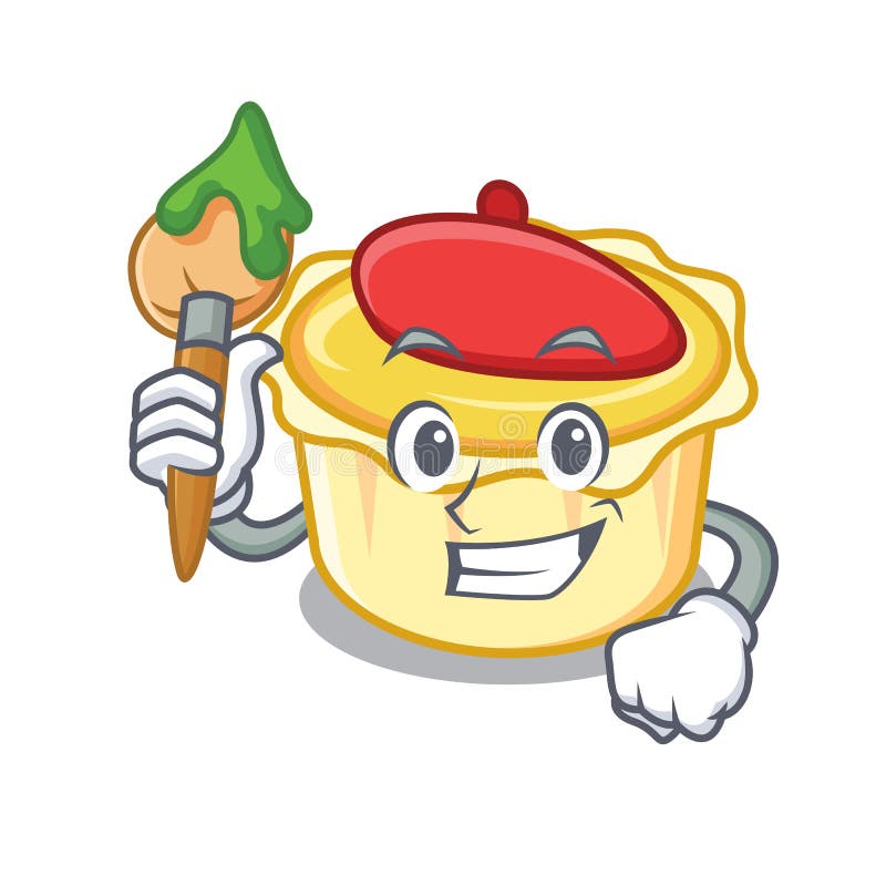 Artist Egg Tart Character Cartoon Stock Vector Illustration of baked