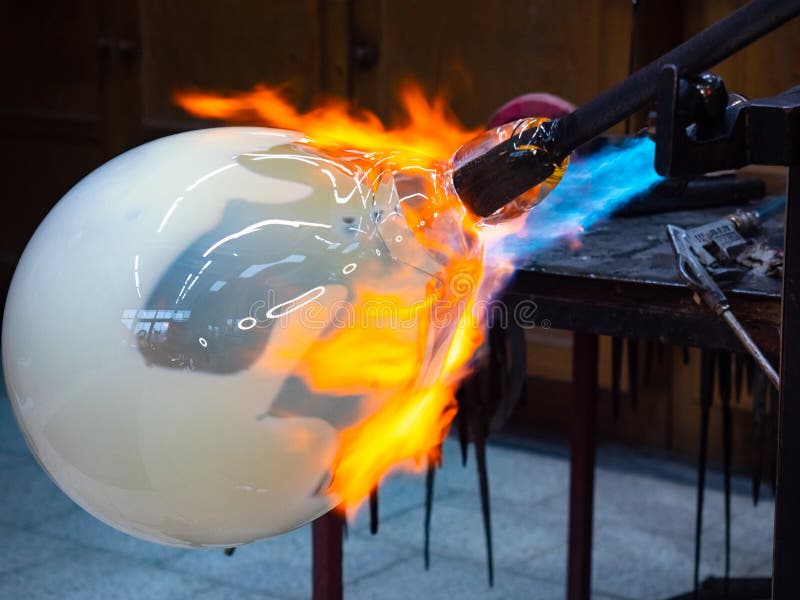 Glass Blowing - using torches on glass sculpture