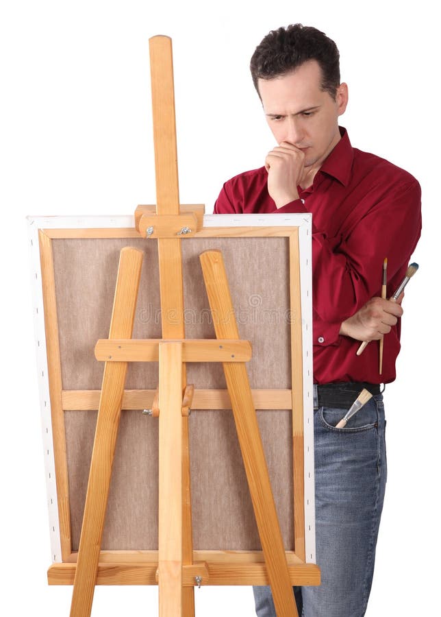Artist Painter By The Easel Stock Photo - Image of author ...