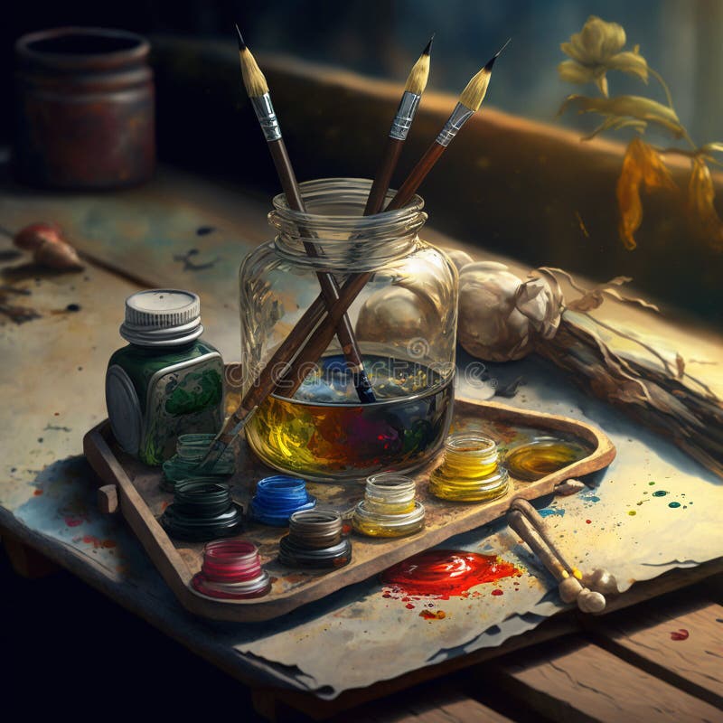Realistic art tools composition. Painting supplies, creative