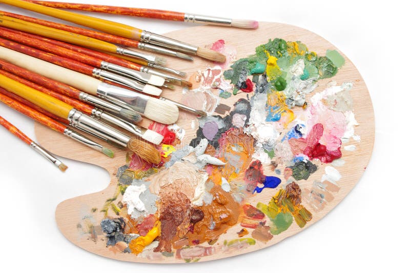 Artist S Palette with Brushes Stock Image Image of abstract, white