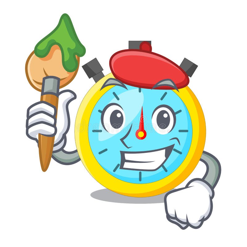 Funny Stopwatch, Timer, Timekeeping Character with Smiling Human Face