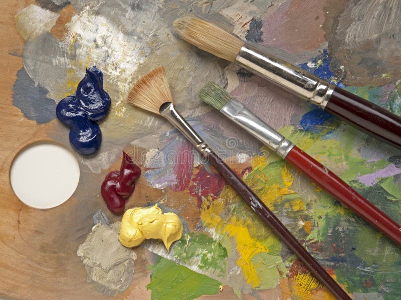 Artist supplies stock photo. Image of brush, palette 22713360