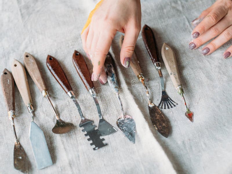 Artist tools art craft set woman hands royalty free stock images Artist tools art craft set woman hands royalty free stock images