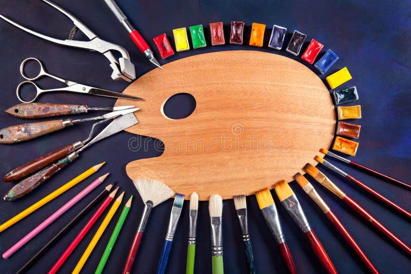 Artist tools stock photo. Image of knife, background - 63458230