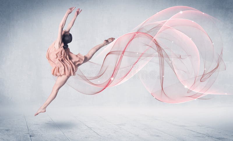 Artista di prestazione di balletto di dancing con il turbinio astratto fotografia stock libera da diritti Artista di prestazione di balletto di dancing con il turbinio astratto fotografia stock libera da diritti