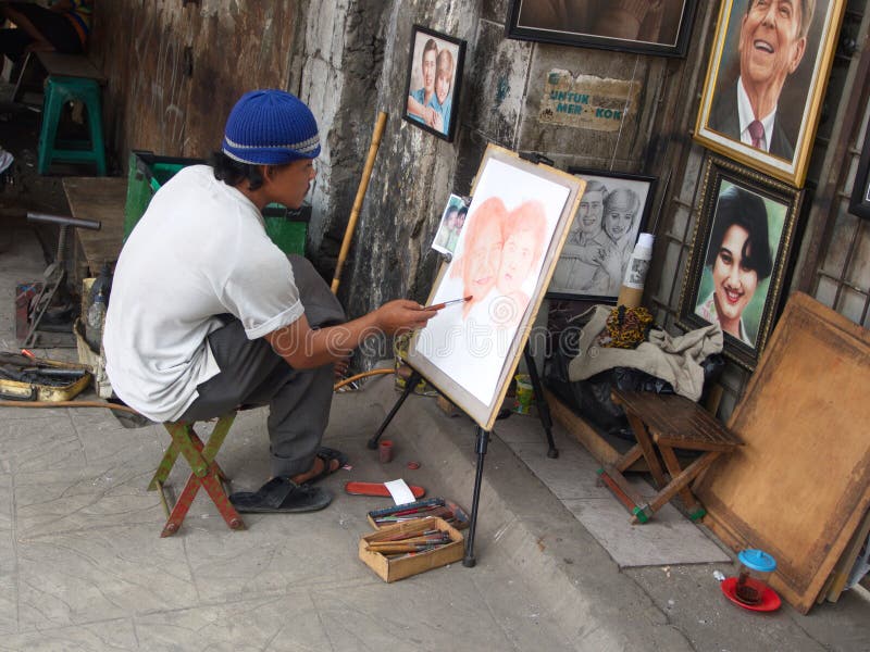 Artista Street No Quadrado Velho Curso Em Jakarta, A Capital Imagem