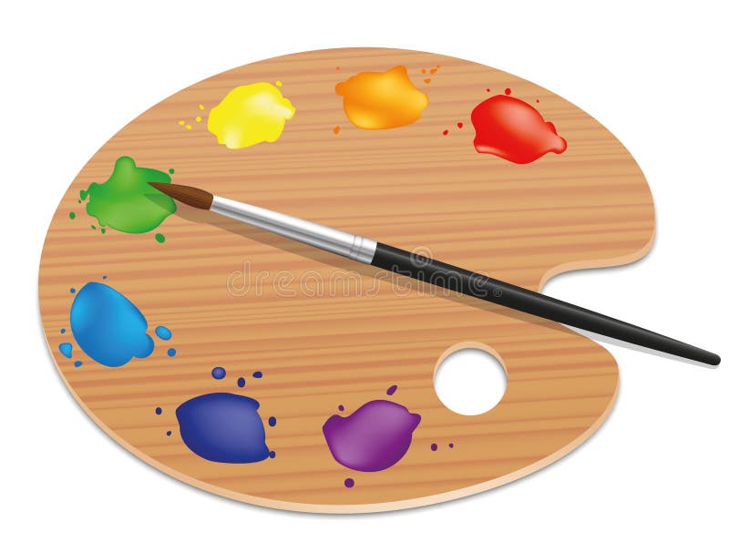 Artistas da paleta que pintam as cores de madeira da placa