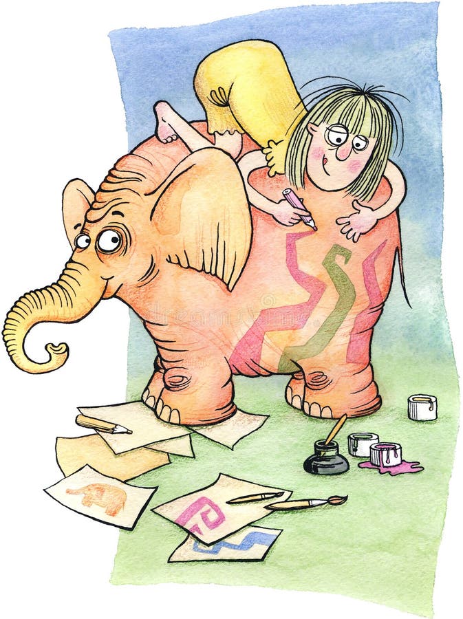 Artiste à l'illustration d'aquarelle d'â de travail illustration libre de droits Artiste à l'illustration d'aquarelle d'â de travail illustration libre de droits