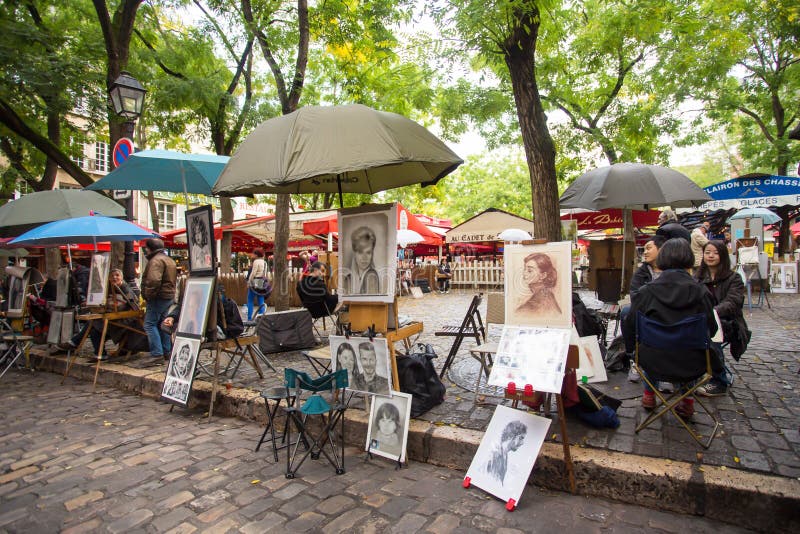 Artistes Montmartre Carré Paris Image stock éditorial Image du exposition, type 56949179