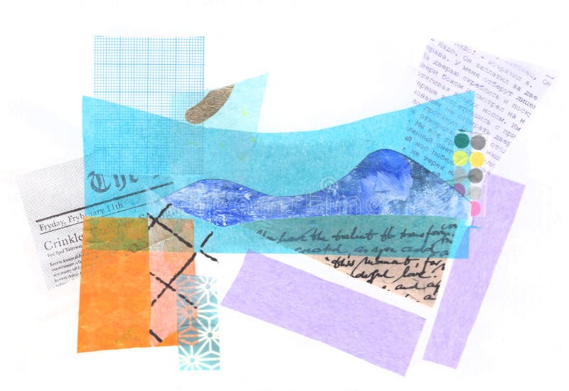 Artistic Background Collage from Different Texture Elements Stock