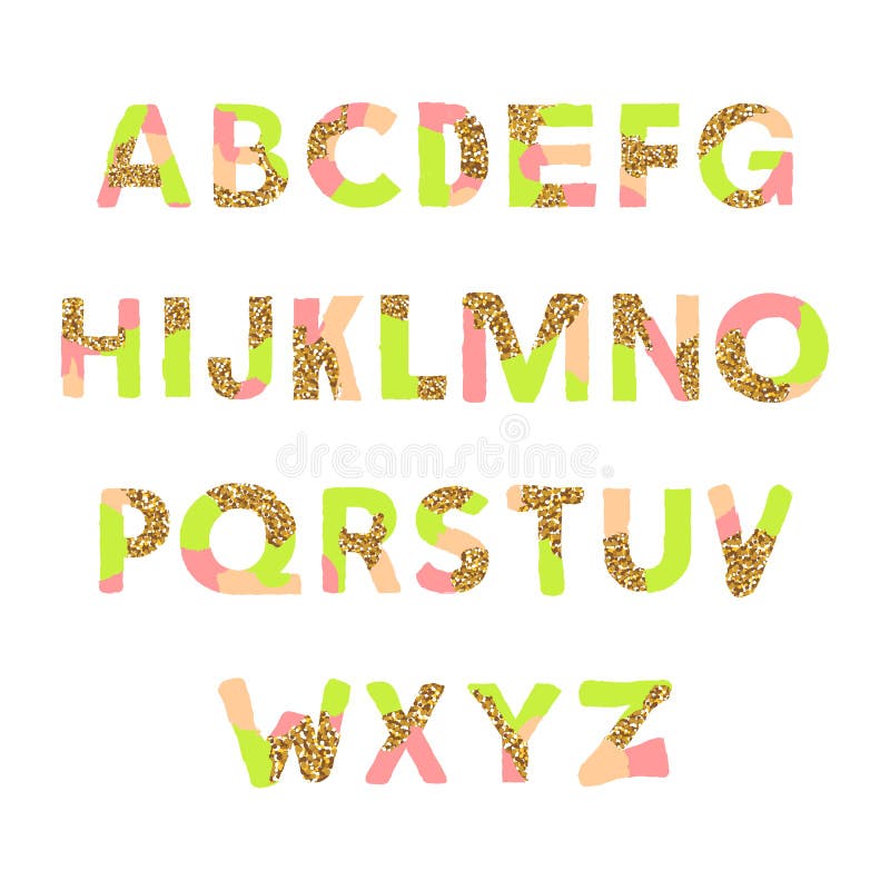Artistic colorful unique font. Vector illustration stock illustration