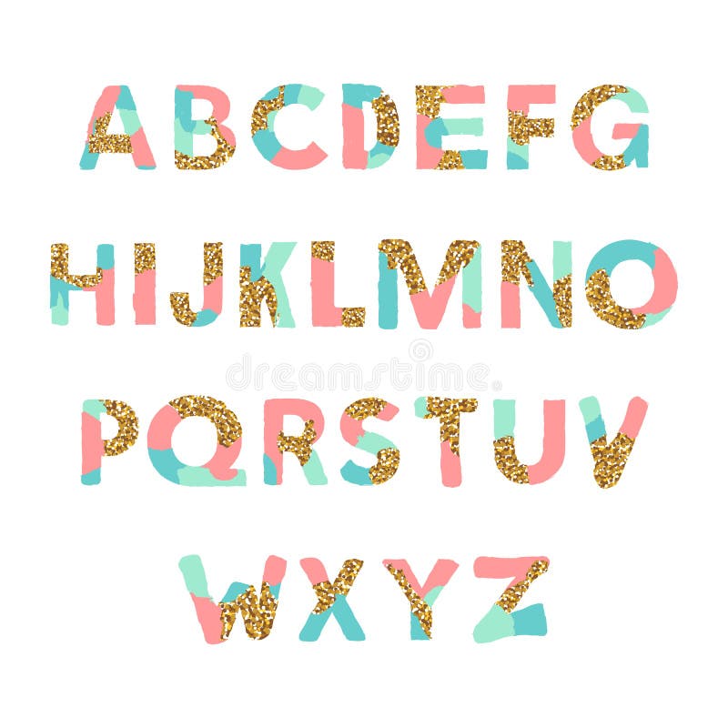 Artistic colorful unique font. Vector illustration stock illustration