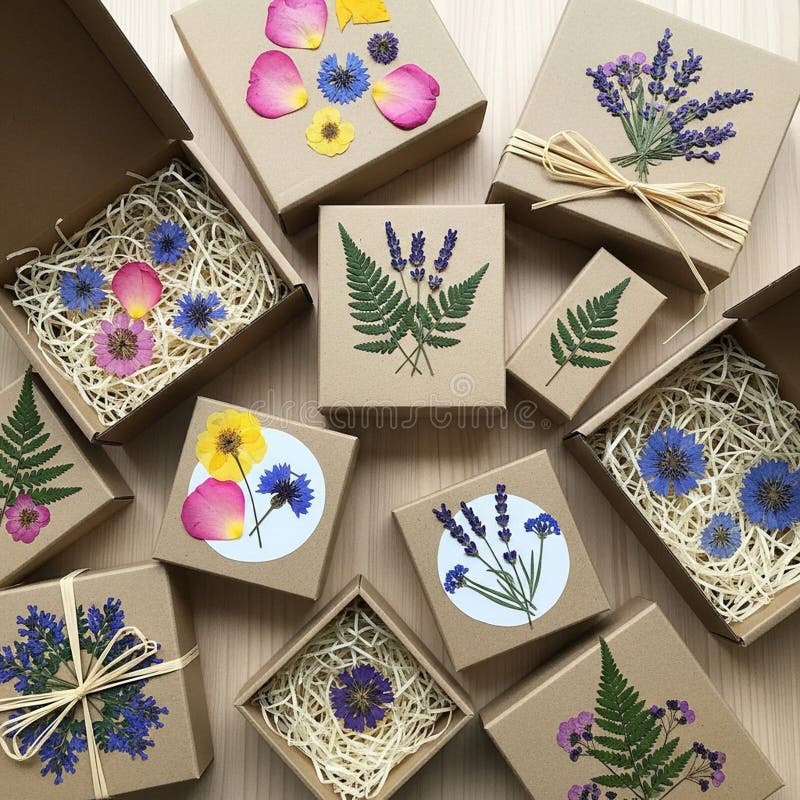 Artistic combining elements of eco friendly packaging and botanical vector illustration