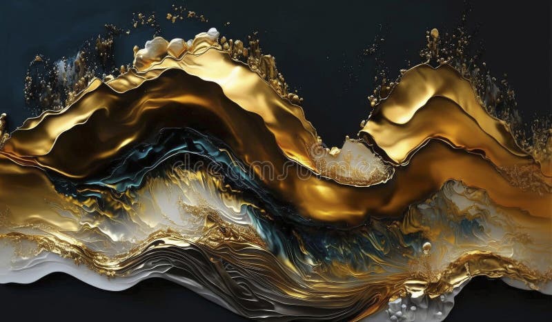 Artistic Decoration Made of Golden Resin. Epoxy Resin Paint