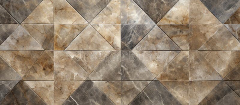 Closeup of a beige marble tile wall with geometric triangle pattern royalty free stock photos