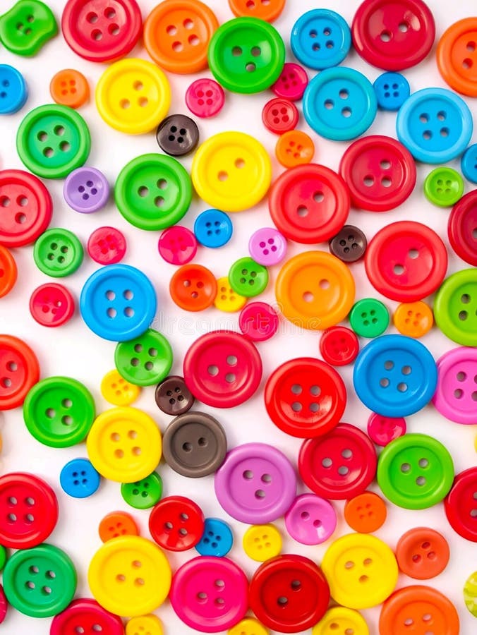 Artistic Display of Multicolored Buttons in Various Sizes and Shapes vector illustration