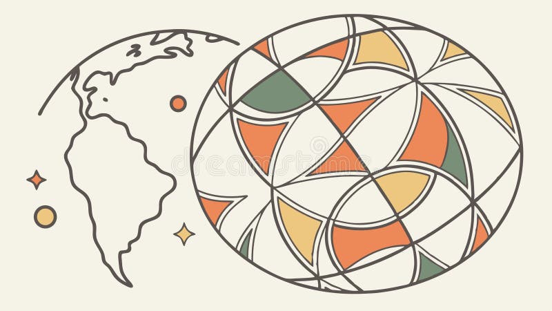 Artistic Earth Globe with Intricate Geometric Tribal Patterns Vector, vector design Generative AI stock illustration