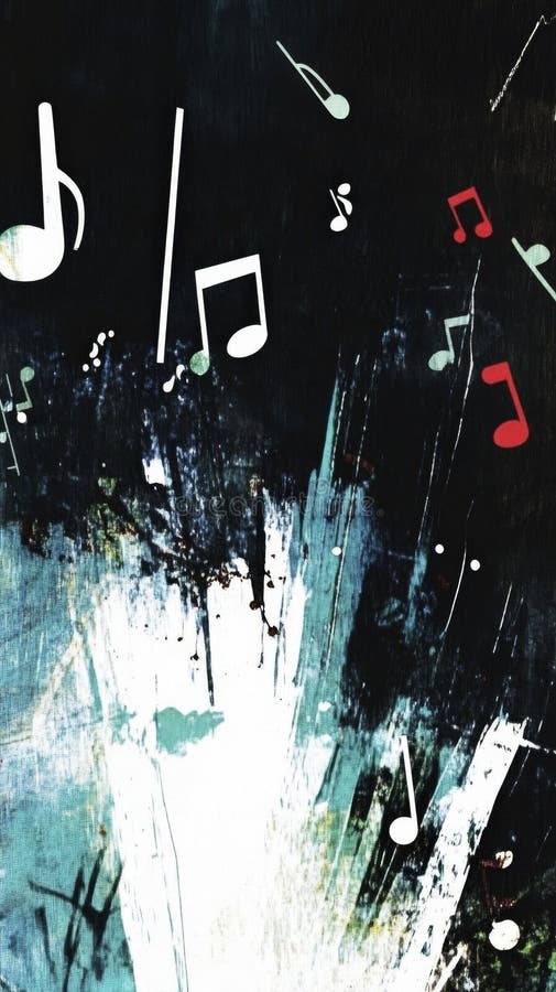 Artistic explosion of abstract music notes and splashes stock illustration