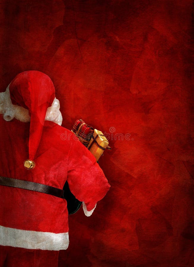 Artistic greeting card or poster design with Santa Claus doll