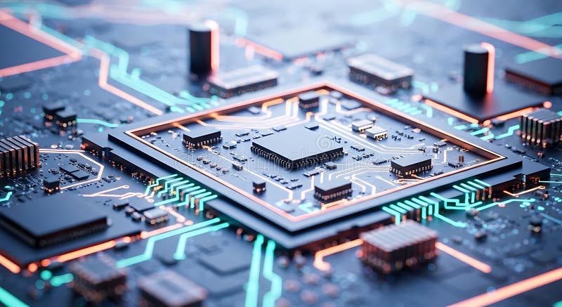 Abstract Circuit Board with Glowing Lines vector illustration