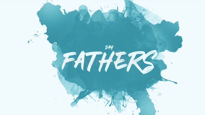 Fathers Day text with a stylish splash of blue paint on white background. An artistic image featuring a blue paint splash on white background, with the word