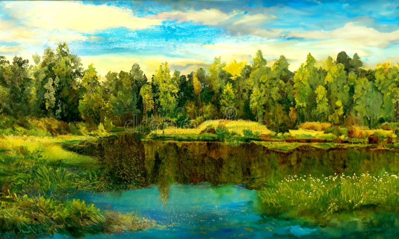 A landscape inspired by old master art painters stock illustration