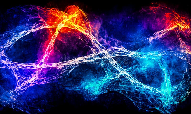 A highly coloured image of Scientific molecular and nuclear fusion vector illustration