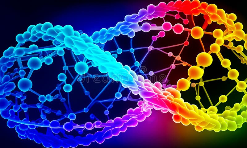 A highly coloured image of Scientific molecular and nuclear fusion vector illustration