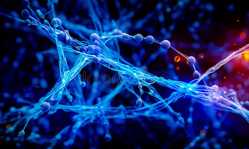 A highly coloured image of Scientific molecular and nuclear fusion stock illustration