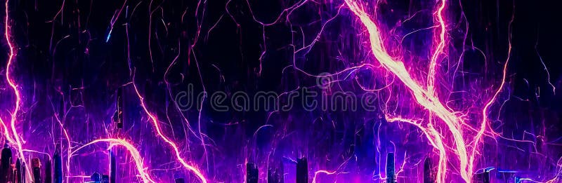 Peisaj urban cu scântei și culori care luminează cerul nopții royalty free illustration