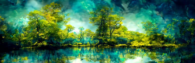 A landscape inspired by old master art painters stock illustration