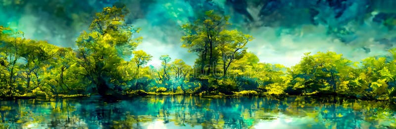 A landscape inspired by old master art painters stock illustration