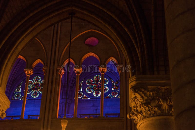 Artistic Light Installation Inside the Notre Dame Cathedral in Paris