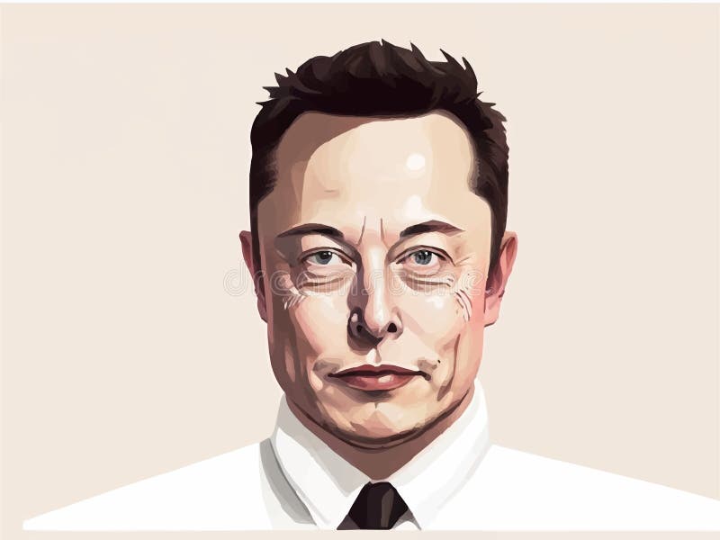 Elon Musk Portrait Vector Graphic Style - Ai Generated Image Editorial
