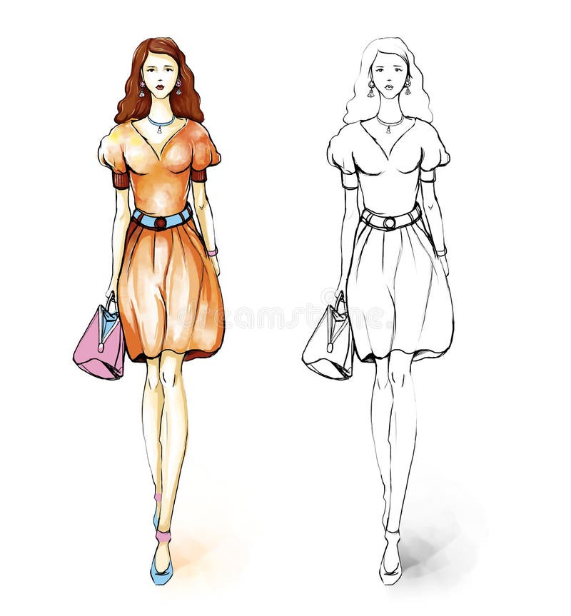 Custom Fashion Illustration Fashion Dress Sketch on Tonal Paper - Etsy UK-saigonsouth.com.vn