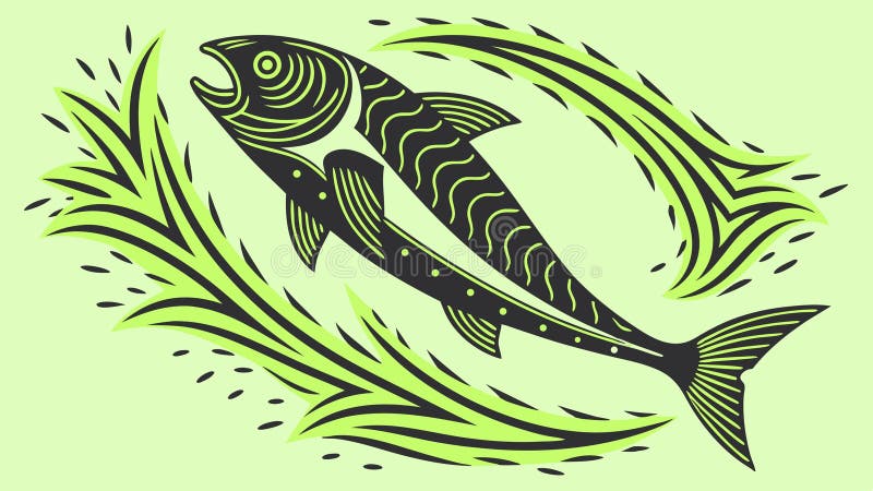 Stylized fish in abstract patterns, elegant aquatic art vector, vector design Generative AI stock illustration
