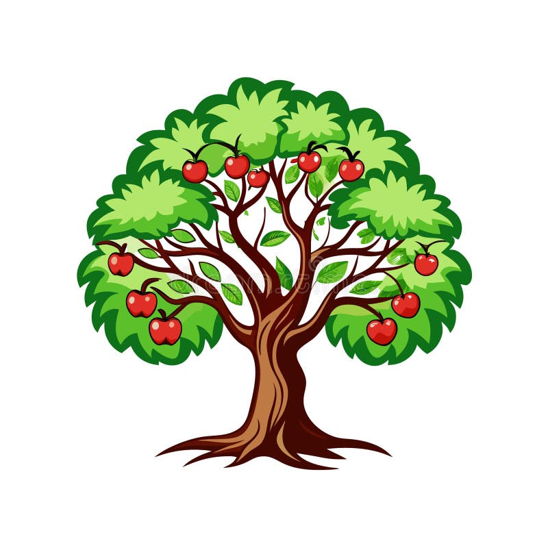 Artistic Wild Apple Tree Design royalty free illustration
