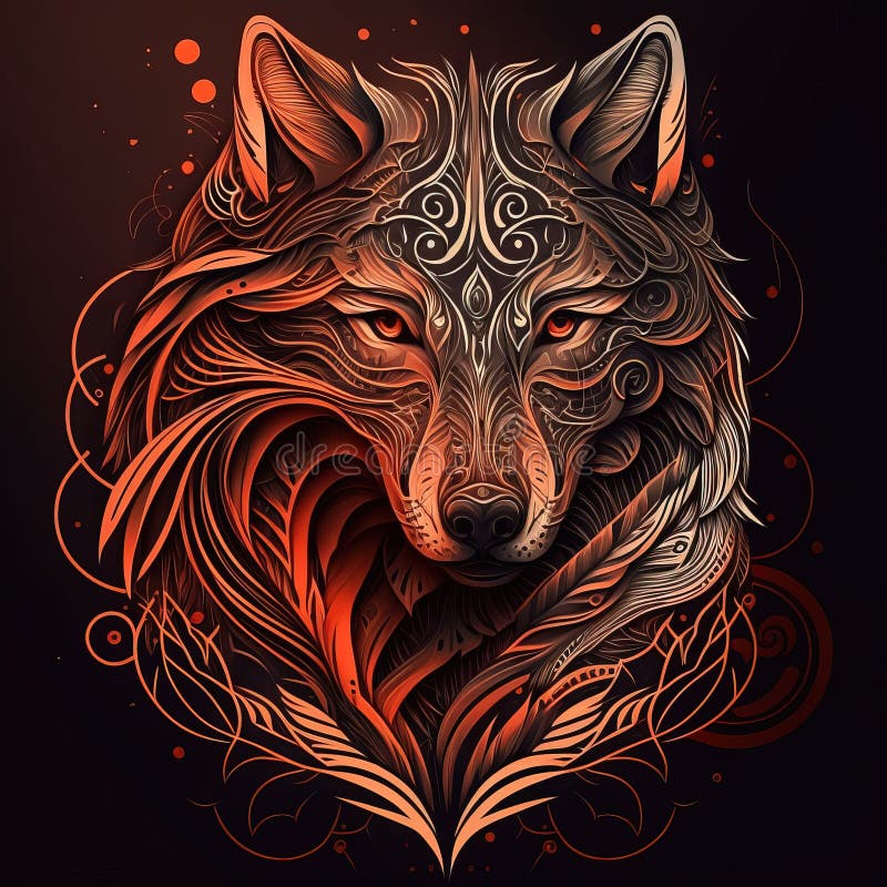 Artistic Wolf Head Drawing, Beautiful Abstract Wolf. Generative Ai ...